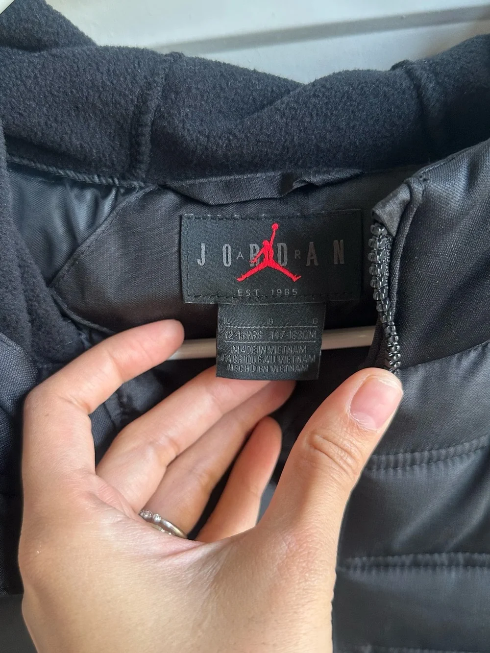 Jordan Black Quilted Hooded Puffer Jacket